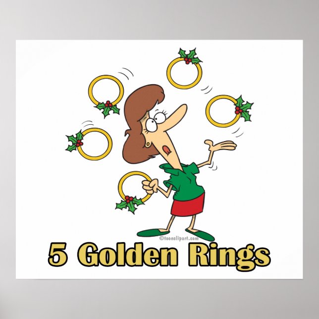 Póster cinco anéis de ouro 5º quinto dia de natal (Frente)