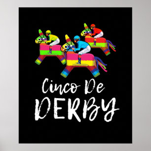 Poster Cinco de Derby Kentucky pinata Sombrero Mexicanos