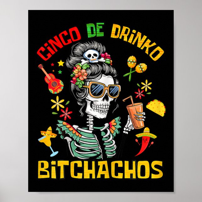Poster Cinco De Drinko Achos Cinco De Mayo Bebendo (Frente)