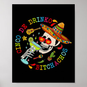 Poster Cinco De Drinko Achos Diversão Do Crânio Do Esquel
