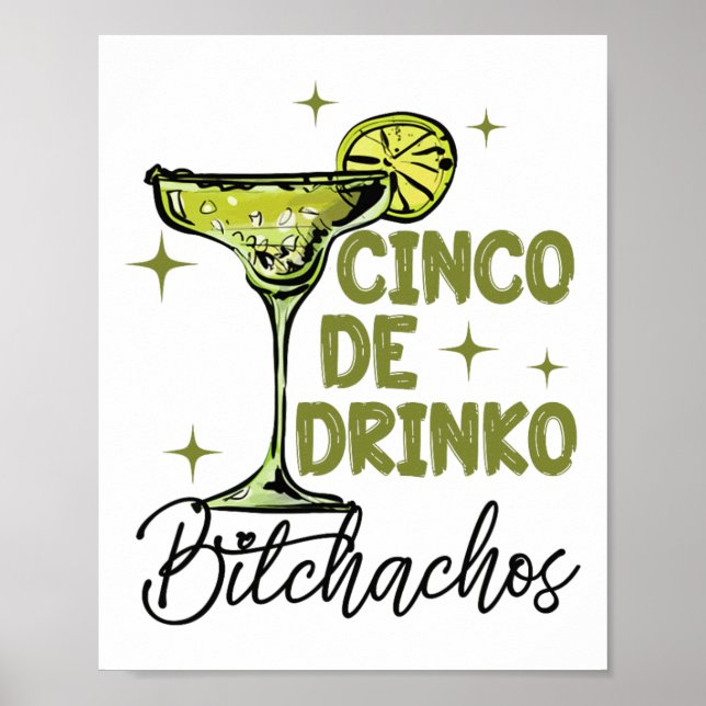 Poster Cinco De Drinko Achos Mulher Cinco De Mayo Margari (Frente)