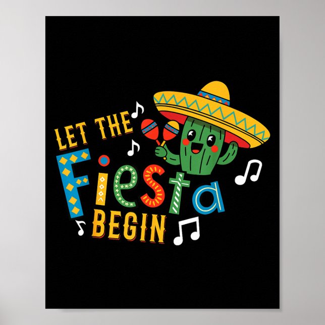 Poster Cinco de maio deixe a festa começar divertido mexi (Frente)
