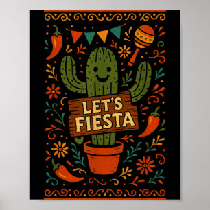 Poster Cinco de maio festa mexicana de cactus engraçada v