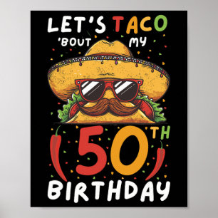 Poster Cinco de Mayo 50º Aniversário Taco Idade 50 Bi Mex