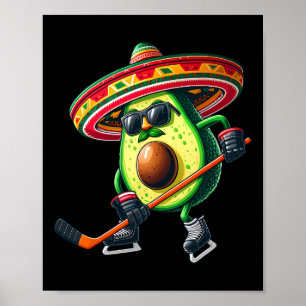 Poster Cinco De Mayo Avocado Mostrando Hockey Com Engraça