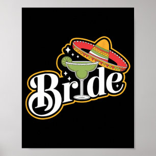 Poster Cinco de Mayo Bride Sombrero Margarita Partido Mex