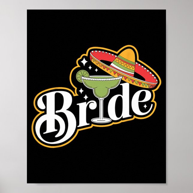 Poster Cinco de Mayo Bride Sombrero Margarita Partido Mex (Frente)