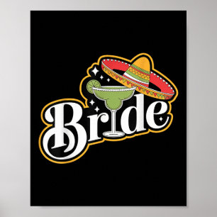 Poster Cinco de Mayo Bride Sombrero Margarita Partido Mex