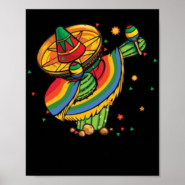 Poster Cinco de Mayo Cactus Dabbing mexicano (Frente)