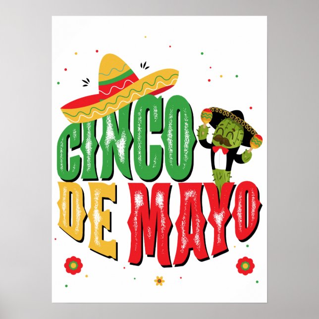 Poster Cinco De Mayo Com Chapéu Cactus Funny Cinco De May (Frente)
