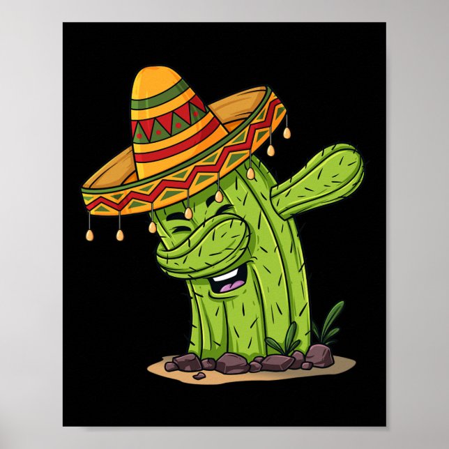 Poster Cinco de Mayo Dabbing Cactus, crianças (Frente)