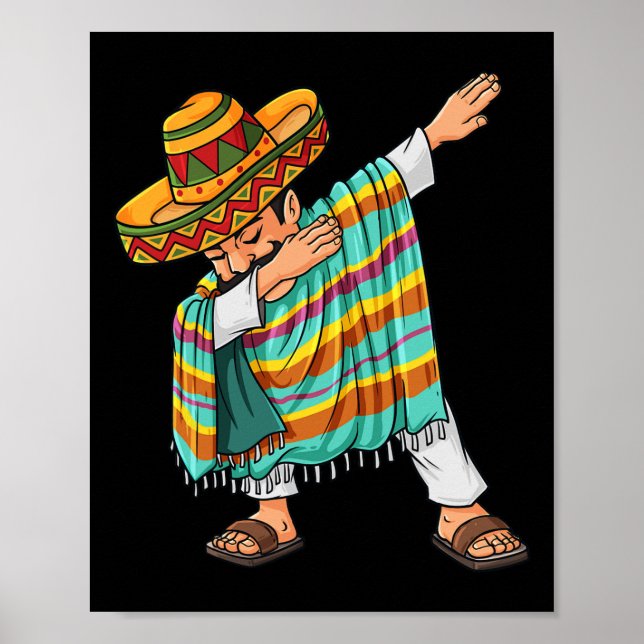 Poster Cinco de Mayo Dabbing Poncho Sombrero, divertido m (Frente)