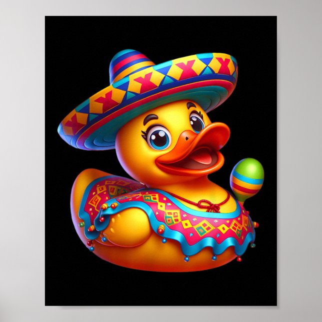 Poster Cinco de Mayo Duck Mexicano Sombrero Fiesta (Frente)