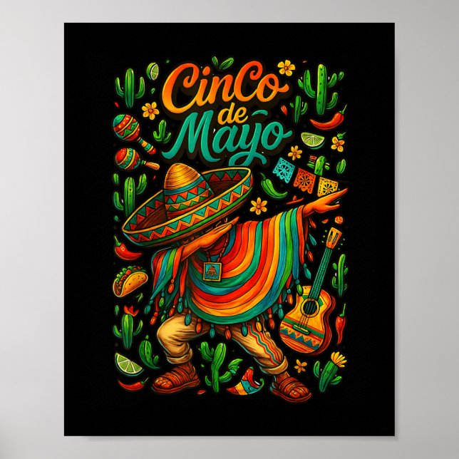Poster Cinco De Mayo Fiesta, Partido Poncho Mexicano, (Frente)