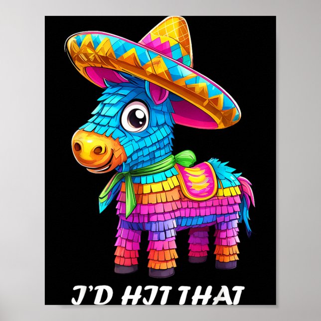 Poster Cinco de mayo funny ideas hit that pinata men wome (Frente)