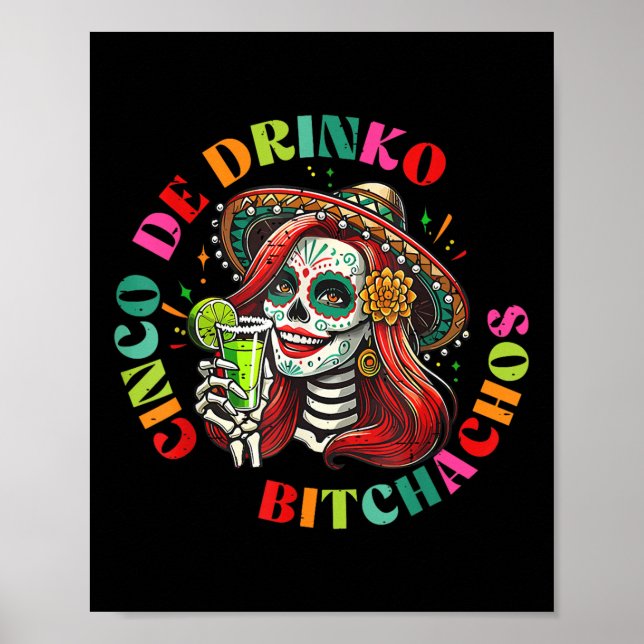 Poster Cinco De Mayo Funny Partido Mexicano Cinco De Drin (Frente)