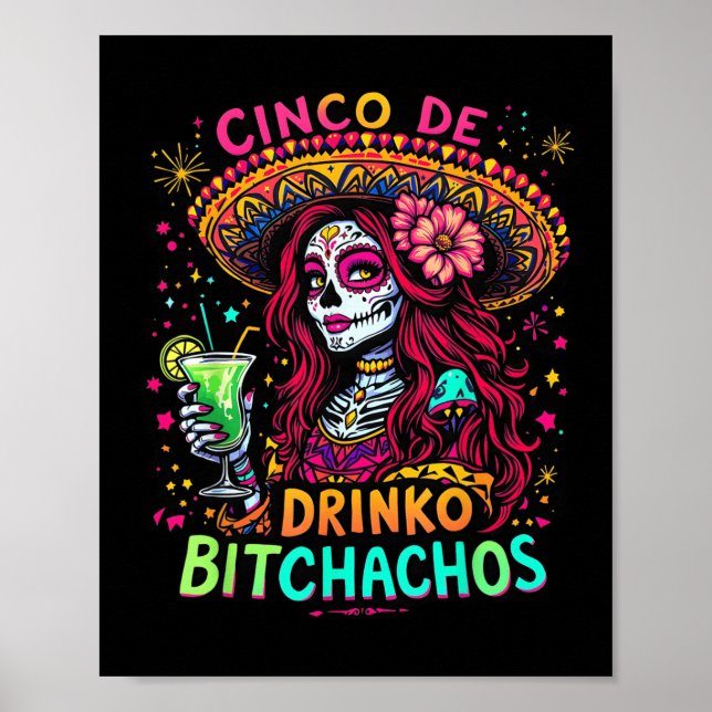 Poster Cinco De Mayo Funny Partido Mexicano Cinco De Drin (Frente)