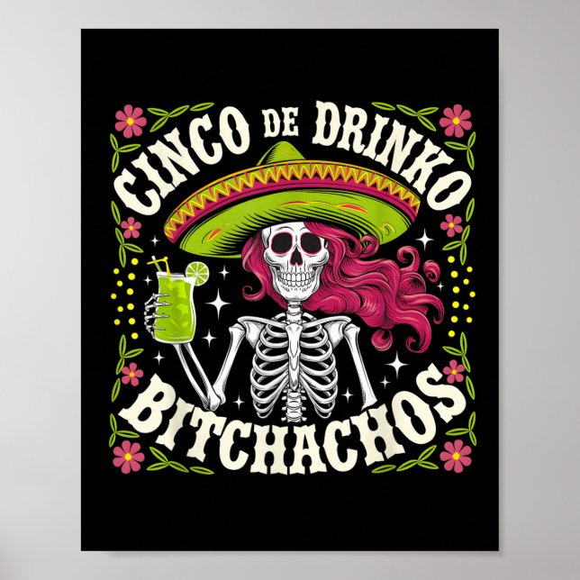 Poster Cinco De Mayo Funny Partido Mexicano Cinco De Drin (Frente)