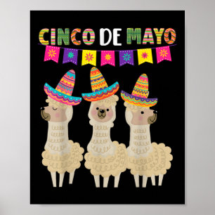 Poster Cinco De Mayo Llama Fiesta Vibração de Festa Defin