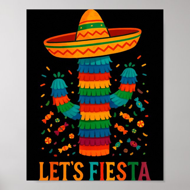 Poster Cinco de mayo mexican cactus party funny letsCinco (Frente)
