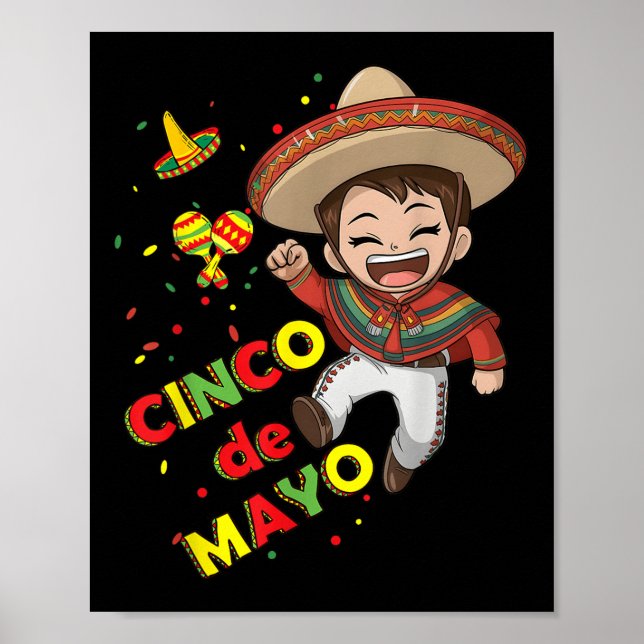 Poster Cinco De Mayo Para Crianças Meninos Design Mexican (Frente)