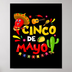Poster Cinco De Mayo Para Mulheres Miúdas Crianças Mexica