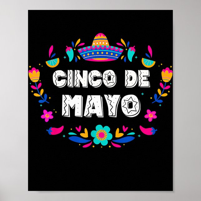 Poster Cinco De Mayo Para Mulheres Miúdas Crianças Mexica (Frente)