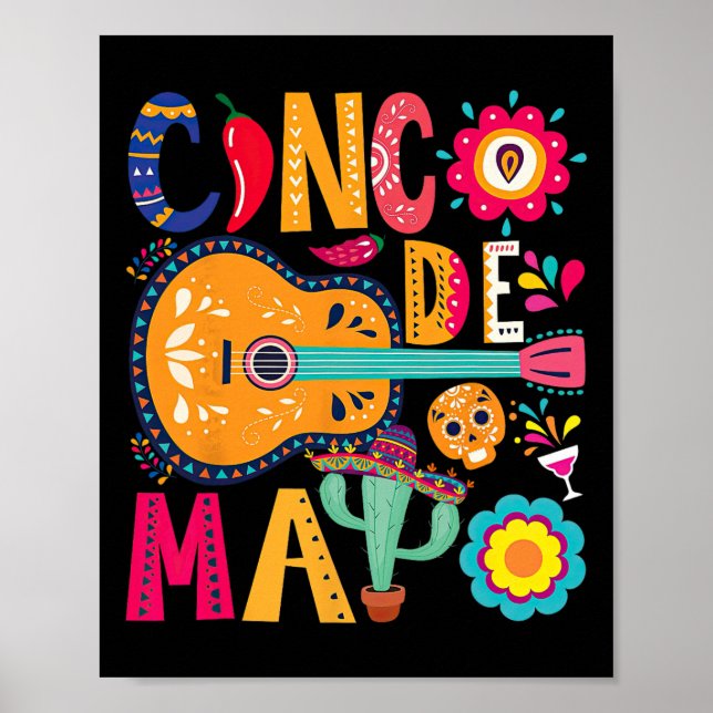 Poster Cinco de Mayo Partido do Violão Mexicano Fiesta Ha (Frente)