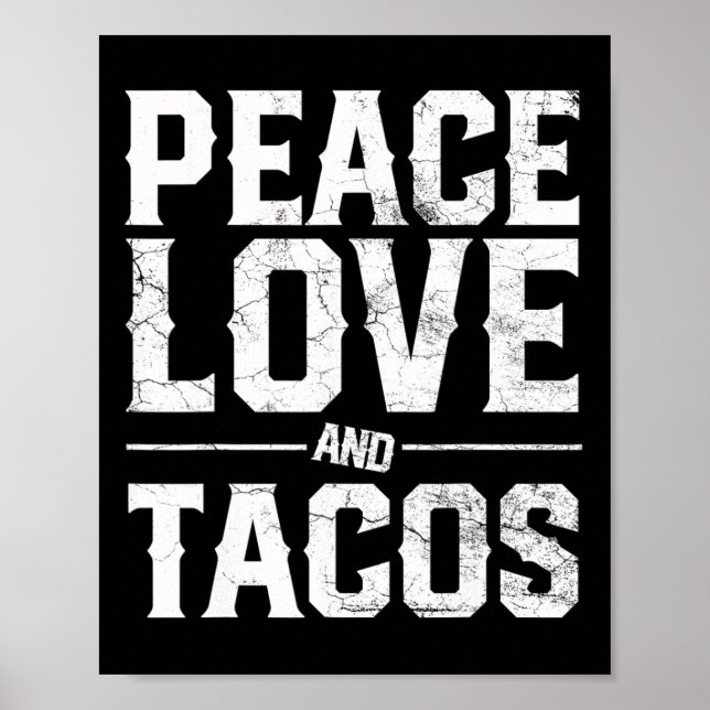 Poster Cinco de Mayo Peace Love and Tacos Men Women Mexic (Frente)
