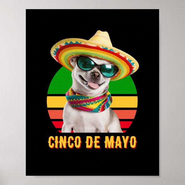 Poster Cinco De Mayo Sombrero Chihuahua com Óculos De Sol (Frente)
