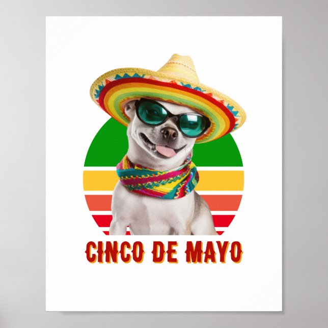 Poster Cinco De Mayo Sombrero Chihuahua com Óculos De Sol (Frente)