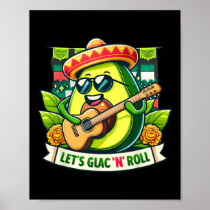 Poster Cinco De Mayo Vamos Guac n' Roll! Guitarrista Abac