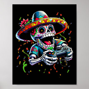 Poster Cinco de Mayo Video Gaming Controller Sugar Skull