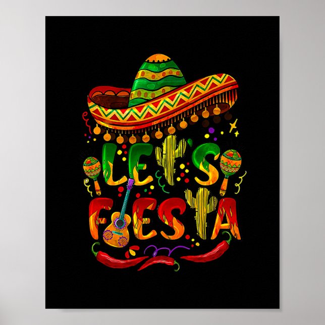 Poster Cinco de Mayo, violão mexicano Cactus, deixa Fiest (Frente)