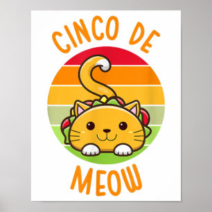 Poster Cinco De Meow Cinco De Mayo Tacos Engraçados Cat 