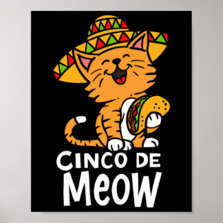 Poster Cinco De Meow Fofo Cinco De Mayo Sombrero Taco Gat