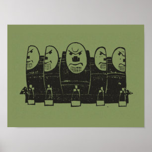 Poster Cinco escudos com rostos por Gerrit Willem Dijssel