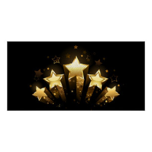 Póster Cinco estrelas douradas a preto