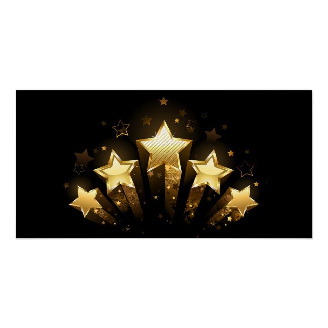 Póster Cinco estrelas douradas a preto (Frente)