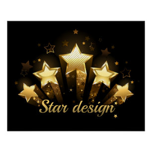 Póster Cinco estrelas douradas a preto