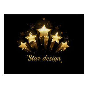 Póster Cinco estrelas douradas a preto