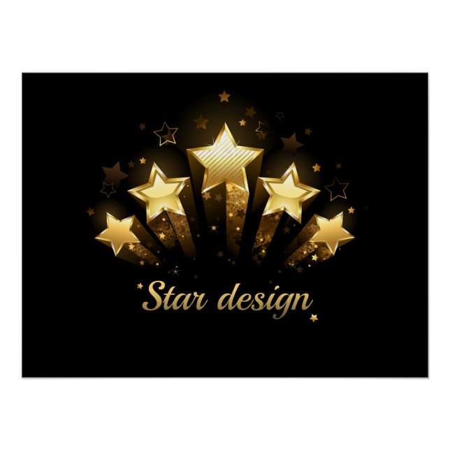 Póster Cinco estrelas douradas a preto (Frente)