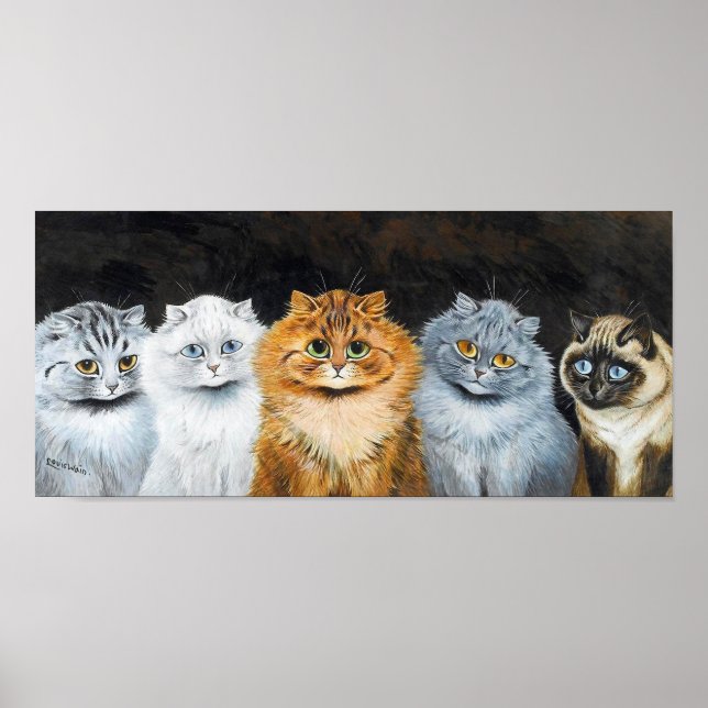 Poster Cinco Gatos, Louis Wain (Frente)