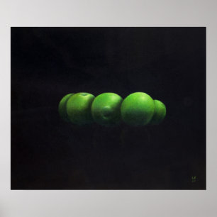 Póster Cinco maçãs verdes