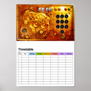 Póster Cinco para as 12 Relógio Steampunk Grunge