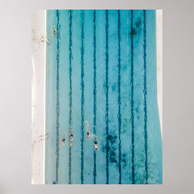 Poster Cinco pessoas nadando na piscina (Frente)