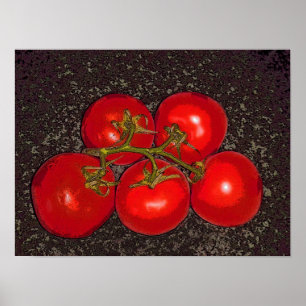 Poster - cinco tomates na videira