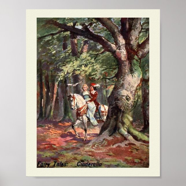 Poster Cinderela e O Príncipe, 1907, Estilo Vintage (Frente)