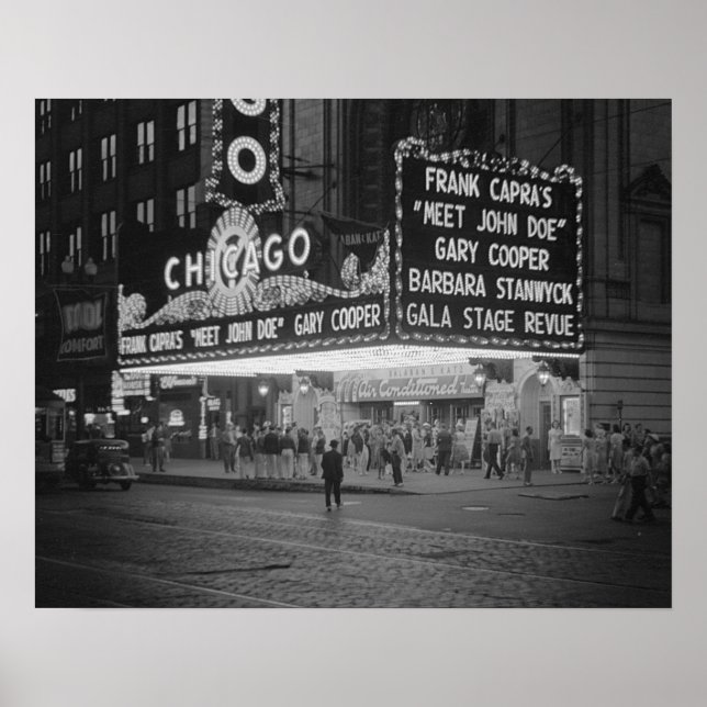 Poster Cinema de Chicago, 1941. Foto Antiga (Frente)