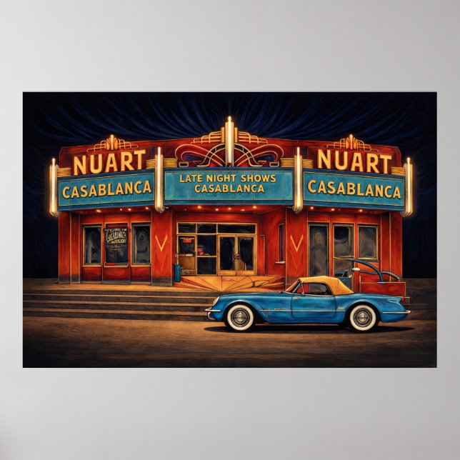 Poster Cinema Nuart com um Corvette de ’54 (Frente)